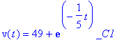 v(t) = 49+exp(-1/5*t)*_C1