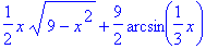 1/2*x*sqrt(9-x^2)+9/2*arcsin(1/3*x)